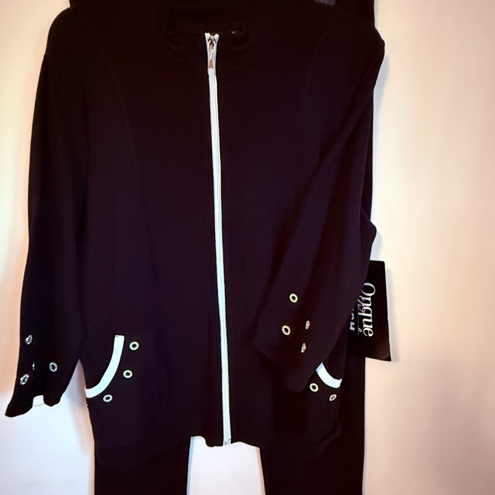 Black Jacket and Pants Activewear Set.